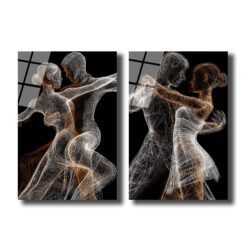 Tutkulu Dans Figürleri Soyut Çizgisel Sanat Cam Tablo Duvar Dekoru Tutkulu Dans Figürleri Soyut Çizgisel Sanat Cam Tablo
