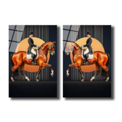 Asil Atlar ve Biniciler Cam Tablo Seti - Modern Binicilik Sanatı Duvar Dekoru Asil Atlar ve Biniciler Cam Tablo Seti - Modern Binicilik Sanatı
