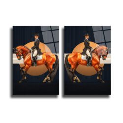 Asil Duruş: Atlı Binici Modern Cam Tablo Seti - Glazella Asil Duruş: Atlı Binici Modern Cam Tablo Seti - Glazella