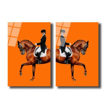 Dressage Sanatı: Zarif Atlılar İkili Cam Tablo Seti