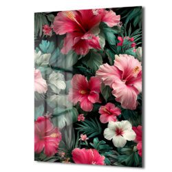 Tropik Hibiskus Çiçekleri Cam Tablo - Canlı Renklerle Duvar Sanatı Duvar Dekoru Tropik Hibiskus Çiçekleri Cam Tablo - Canlı Renklerle Duvar Sanatı