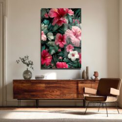Tropik Hibiskus Çiçekleri Cam Tablo - Canlı Renklerle Duvar Sanatı Duvar Dekoru Tropik Hibiskus Çiçekleri Cam Tablo - Canlı Renklerle Duvar Sanatı