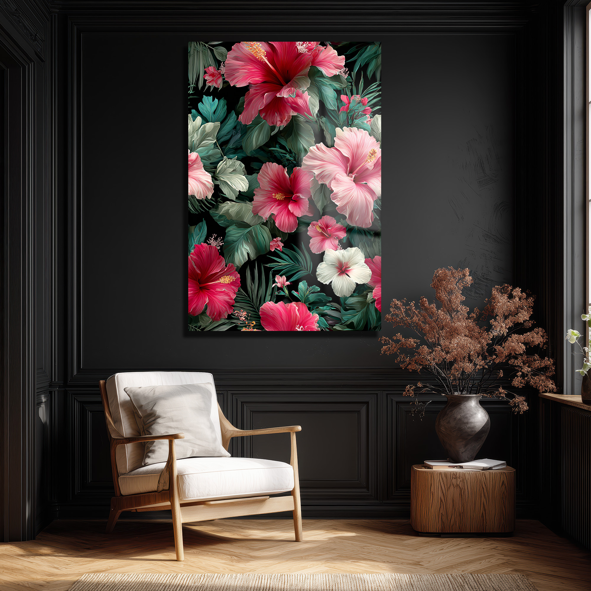 Tropik Hibiskus Çiçekleri Cam Tablo - Canlı Renklerle Duvar Sanatı Duvar Dekoru Tropik Hibiskus Çiçekleri Cam Tablo - Canlı Renklerle Duvar Sanatı