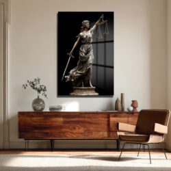 Adalet Tanrıçası Themis Heykeli Modern Cam Tablo Duvar Dekoru Adalet Tanrıçası Themis Heykeli Modern Cam Tablo