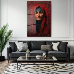 Etnik Dokunuşlarla Bilge Kadın Portresi Cam Tablo Duvar Dekoru Etnik Dokunuşlarla Bilge Kadın Portresi Cam Tablo