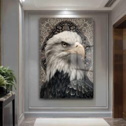 Kartal ve Geleneksel Desenler Temalı Lüks Cam Tablo Duvar Dekoru Kartal ve Geleneksel Desenler Temalı Lüks Cam Tablo