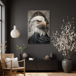 Kartal ve Geleneksel Desenler Temalı Lüks Cam Tablo Duvar Dekoru Kartal ve Geleneksel Desenler Temalı Lüks Cam Tablo