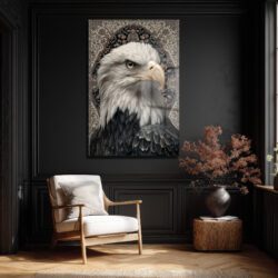 Kartal ve Geleneksel Desenler Temalı Lüks Cam Tablo Duvar Dekoru Kartal ve Geleneksel Desenler Temalı Lüks Cam Tablo