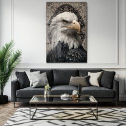Kartal ve Geleneksel Desenler Temalı Lüks Cam Tablo Duvar Dekoru Kartal ve Geleneksel Desenler Temalı Lüks Cam Tablo