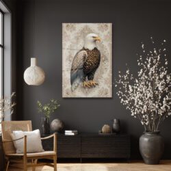 Görkemli Kartal Motifli Temperli Cam Tablo Duvar Dekoru Görkemli Kartal Motifli Temperli Cam Tablo