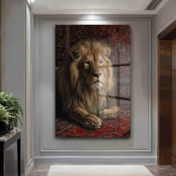 Regal Aslan Kırmızı Halı Cam Tablo - Royal İhtişam - Glazella Regal Aslan Kırmızı Halı Cam Tablo - Royal İhtişam - Glazella