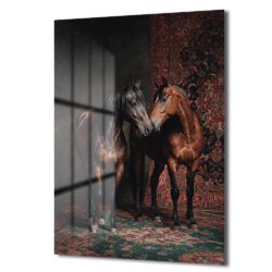 Asil Atlar Cam Tablo - Gizemli Sanat Eseri Duvar Dekoru Asil Atlar Cam Tablo - Gizemli Sanat Eseri