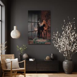 Asil Atlar Cam Tablo - Gizemli Sanat Eseri Duvar Dekoru Asil Atlar Cam Tablo - Gizemli Sanat Eseri