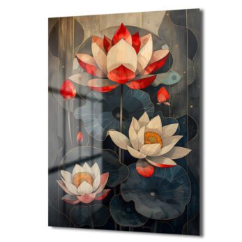 Lotus Zarafeti Cam Tablo: Huzur Veren Modern Sanat - Glazella