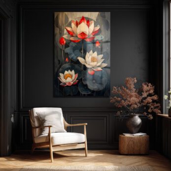 Lotus Zarafeti Cam Tablo: Huzur Veren Modern Sanat - Glazella