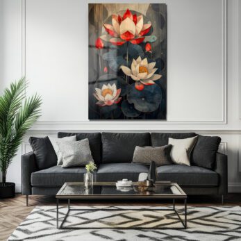 Lotus Zarafeti Cam Tablo: Huzur Veren Modern Sanat - Glazella