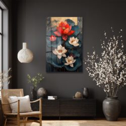 Asil Lotus Çiçekleri Cam Tablo - Zarafet ve Huzur Duvar Dekoru Asil Lotus Çiçekleri Cam Tablo - Zarafet ve Huzur