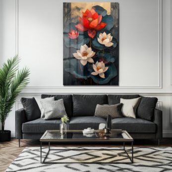 Asil Lotus Çiçekleri Cam Tablo - Zarafet ve Huzur - Glazella Asil Lotus Çiçekleri Cam Tablo - Zarafet ve Huzur - Glazella
