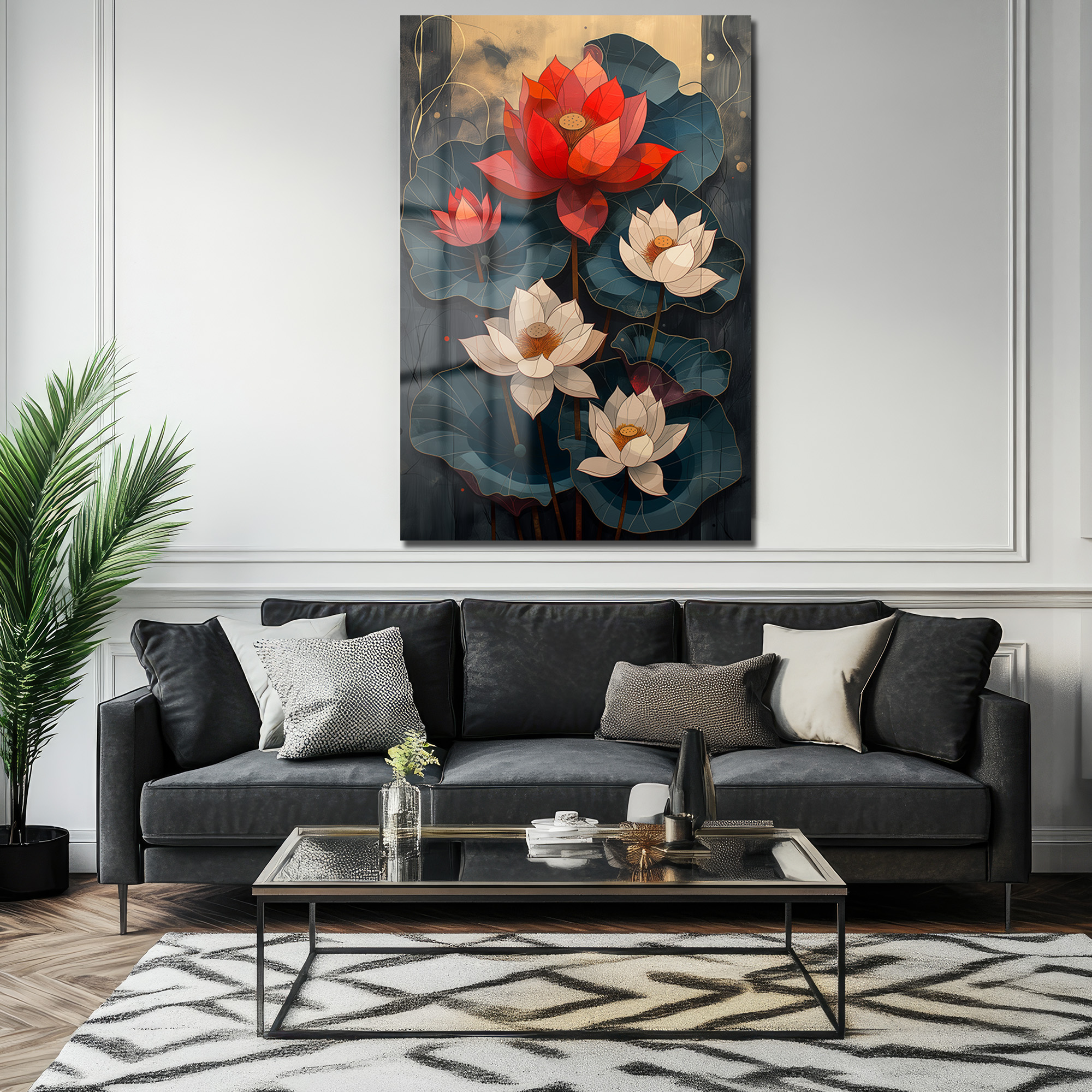 Asil Lotus Çiçekleri Cam Tablo - Zarafet ve Huzur Duvar Dekoru Asil Lotus Çiçekleri Cam Tablo - Zarafet ve Huzur