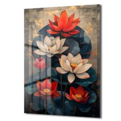 Zen Lotus Çiçekleri Modern Cam Tablo