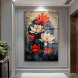 Zen Lotus Çiçekleri Modern Cam Tablo