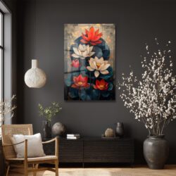Zen Lotus Çiçekleri Modern Cam Tablo