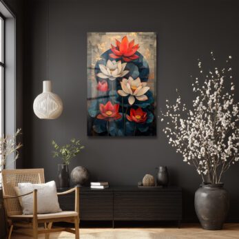 Zen Lotus Çiçekleri Modern Cam Tablo - Glazella Zen Lotus Çiçekleri Modern Cam Tablo - Glazella