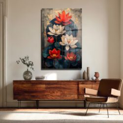 Zen Lotus Çiçekleri Modern Cam Tablo