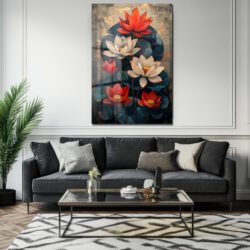 Zen Lotus Çiçekleri Modern Cam Tablo