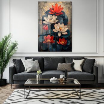Zen Lotus Çiçekleri Modern Cam Tablo - Glazella Zen Lotus Çiçekleri Modern Cam Tablo - Glazella