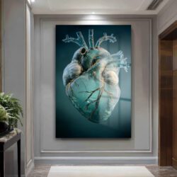 Canlı Kalp Damarlı Sanat Cam Tablo - Modern ve Çarpıcı Duvar Dekorasyonu Duvar Dekoru Canlı Kalp Damarlı Sanat Cam Tablo - Modern ve Çarpıcı Duvar Dekorasyonu