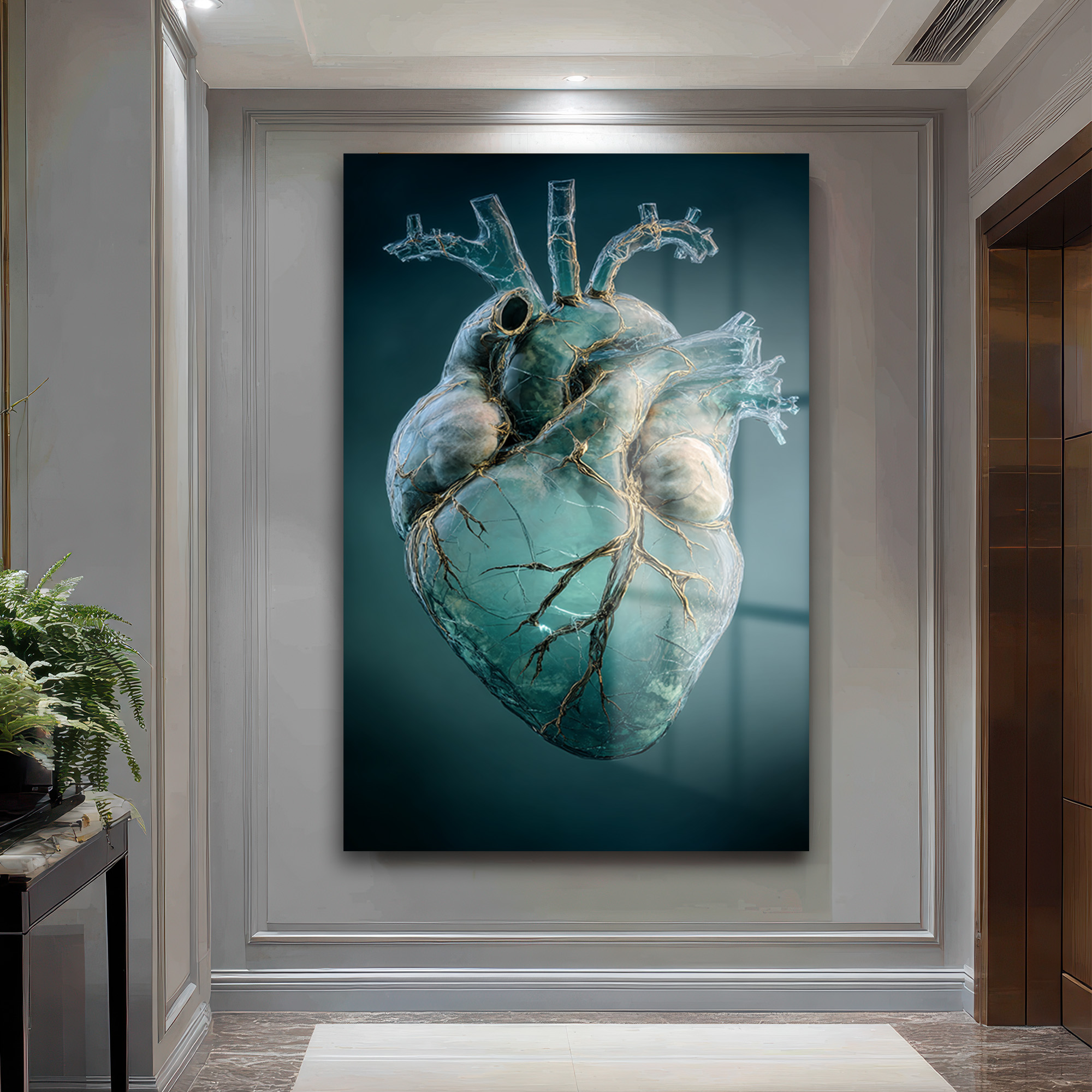 Canlı Kalp Damarlı Sanat Cam Tablo - Modern ve Çarpıcı Duvar Dekorasyonu Duvar Dekoru Canlı Kalp Damarlı Sanat Cam Tablo - Modern ve Çarpıcı Duvar Dekorasyonu