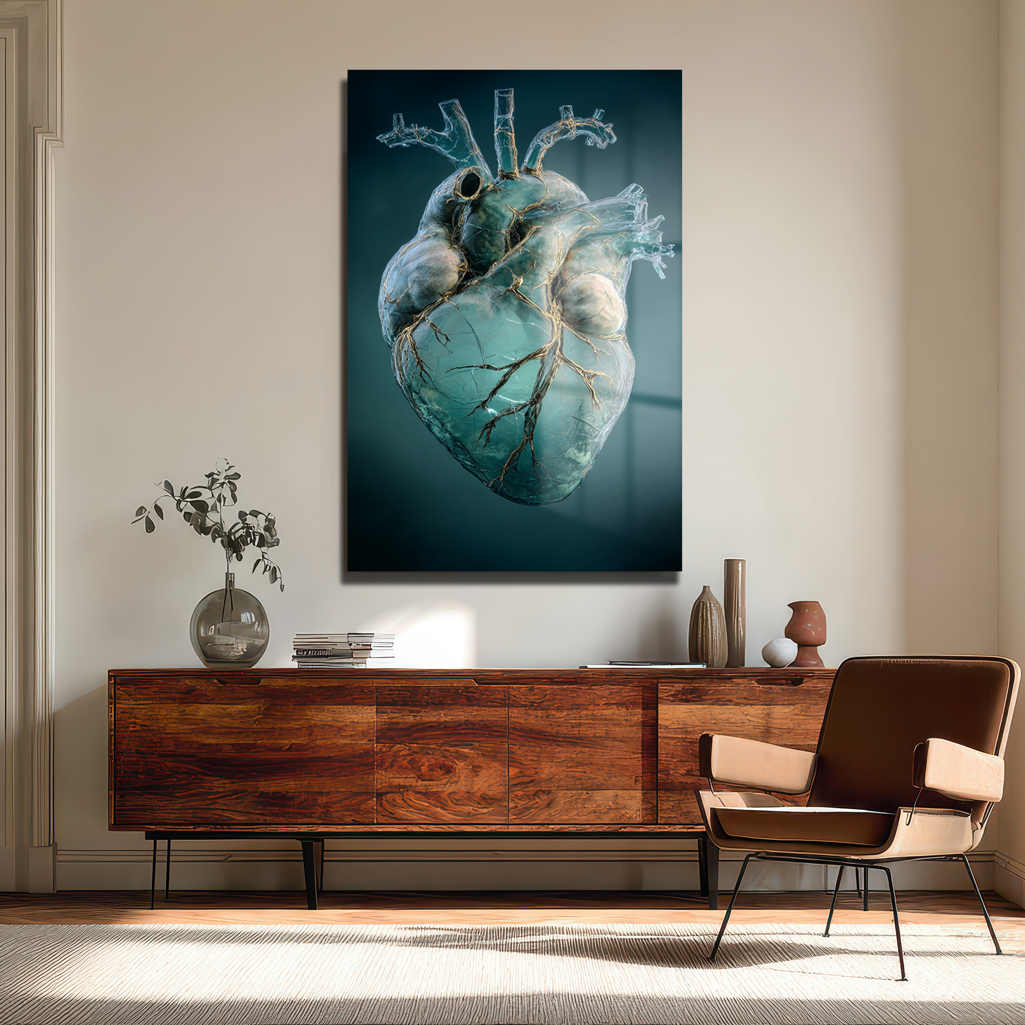 Canlı Kalp Damarlı Sanat Cam Tablo - Modern ve Çarpıcı Duvar Dekorasyonu Duvar Dekoru Canlı Kalp Damarlı Sanat Cam Tablo - Modern ve Çarpıcı Duvar Dekorasyonu