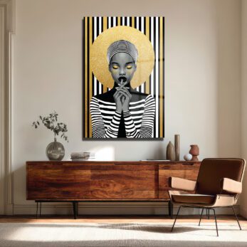 Asil Kadın Altın Işıltılı Modern Sanat Cam Tablo - Glazella Asil Kadın Altın Işıltılı Modern Sanat Cam Tablo - Glazella