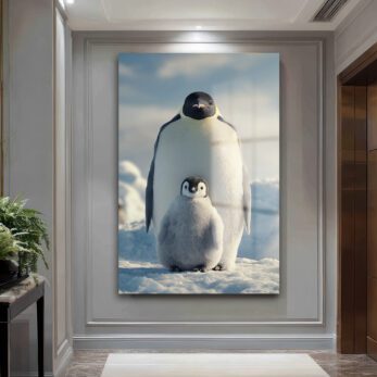 Anne ve Yavru Penguen Cam Tablo - Kutup Ailesi Sanatı - Glazella Anne ve Yavru Penguen Cam Tablo - Kutup Ailesi Sanatı - Glazella