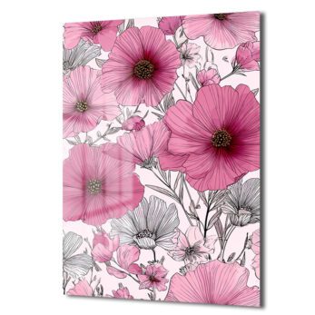 Canlı Pembe Çiçekler Cam Tablo - Modern Sanat Duvar Dekoru - Glazella Canlı Pembe Çiçekler Cam Tablo - Modern Sanat Duvar Dekoru - Glazella