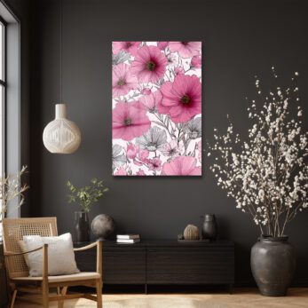 Canlı Pembe Çiçekler Cam Tablo - Modern Sanat Duvar Dekoru - Glazella Canlı Pembe Çiçekler Cam Tablo - Modern Sanat Duvar Dekoru - Glazella