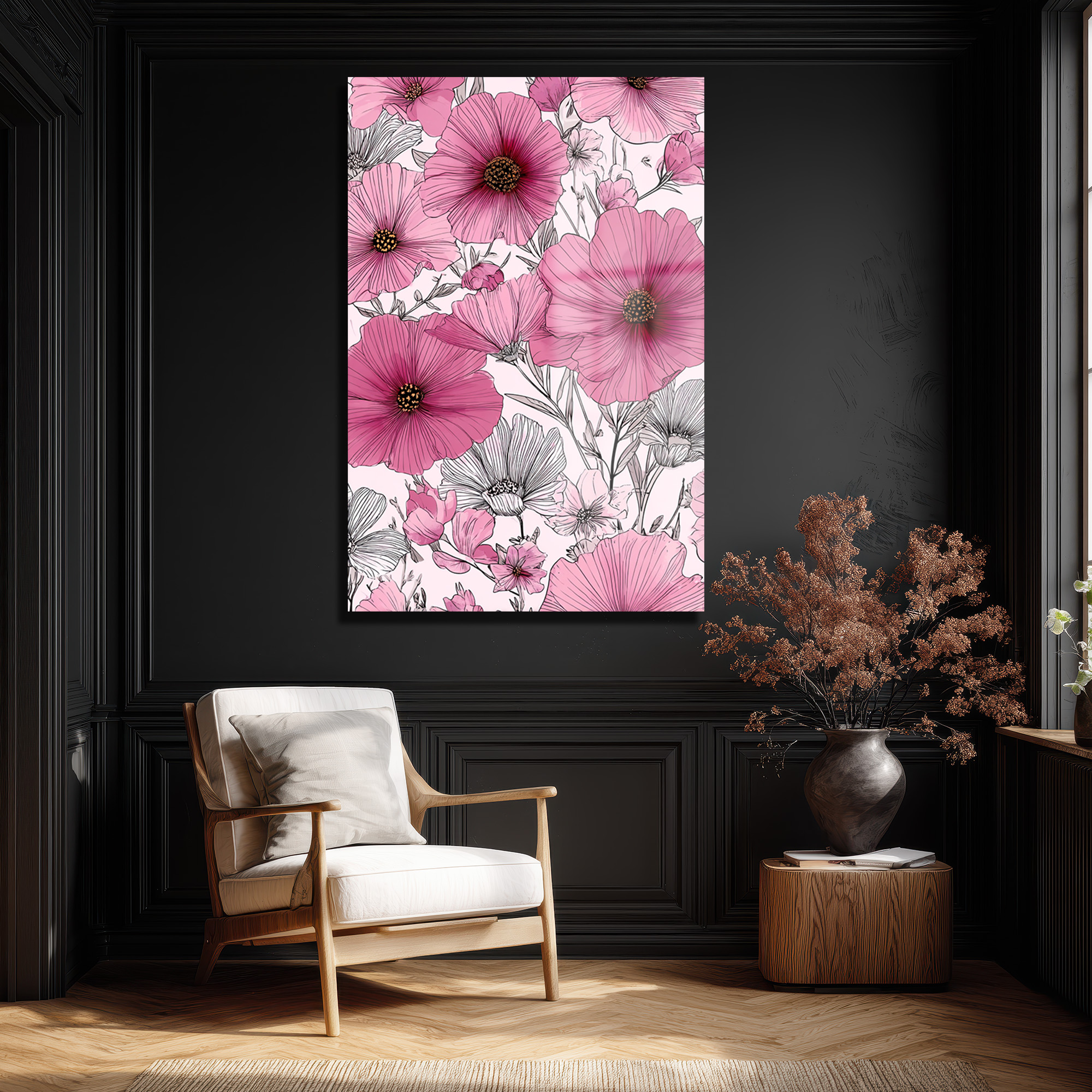 Canlı Pembe Çiçekler Cam Tablo - Modern Sanat Duvar Dekoru - Glazella Canlı Pembe Çiçekler Cam Tablo - Modern Sanat Duvar Dekoru - Glazella