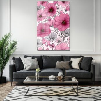 Canlı Pembe Çiçekler Cam Tablo - Modern Sanat Duvar Dekoru - Glazella Canlı Pembe Çiçekler Cam Tablo - Modern Sanat Duvar Dekoru - Glazella