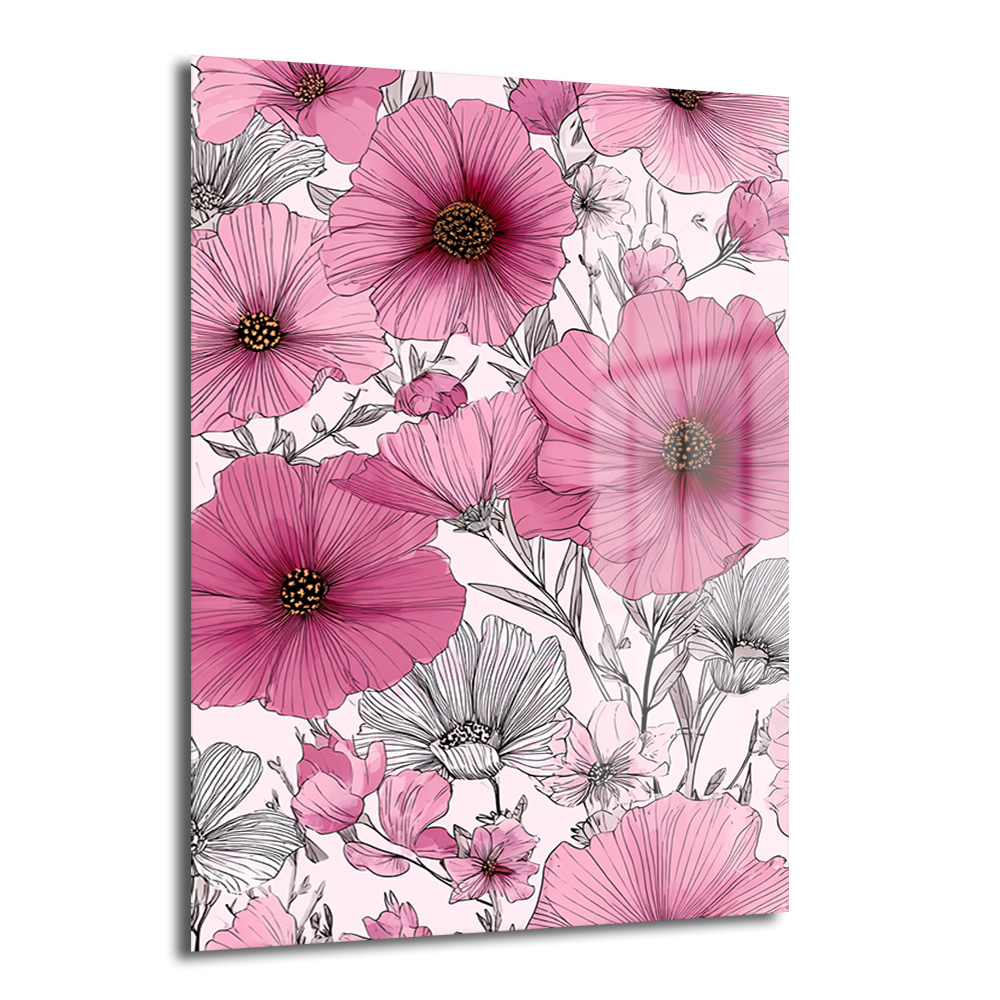 Canlı Pembe Çiçekler Cam Tablo - Modern Sanat Duvar Dekoru - Glazella Canlı Pembe Çiçekler Cam Tablo - Modern Sanat Duvar Dekoru - Glazella