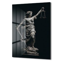 Adalet Tanrıçası Themis Heykeli Modern Cam Tablo Duvar Dekoru Adalet Tanrıçası Themis Heykeli Modern Cam Tablo