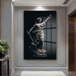 Adalet Tanrıçası Themis Heykeli Modern Cam Tablo Duvar Dekoru Adalet Tanrıçası Themis Heykeli Modern Cam Tablo