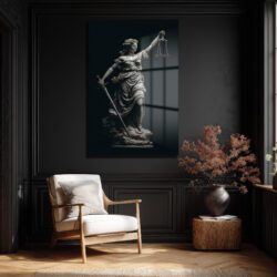 Adalet Tanrıçası Themis Heykeli Modern Cam Tablo Duvar Dekoru Adalet Tanrıçası Themis Heykeli Modern Cam Tablo
