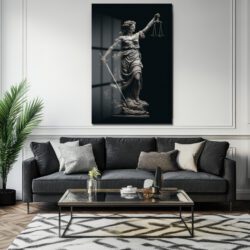 Adalet Tanrıçası Themis Heykeli Modern Cam Tablo Duvar Dekoru Adalet Tanrıçası Themis Heykeli Modern Cam Tablo