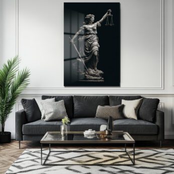 Adalet Tanrıçası Themis Heykeli Modern Cam Tablo - Glazella Adalet Tanrıçası Themis Heykeli Modern Cam Tablo - Glazella