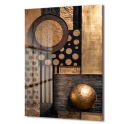 Lüks Altın Siyah Geometrik Soyut Cam Tablo Duvar Dekoru Lüks Altın Siyah Geometrik Soyut Cam Tablo