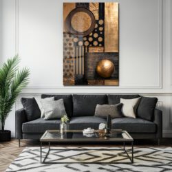 Lüks Altın Siyah Geometrik Soyut Cam Tablo Duvar Dekoru Lüks Altın Siyah Geometrik Soyut Cam Tablo