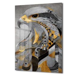 Asil Kartal Geometrik Sanat Cam Tablo | Modern Ev Dekorasyonu