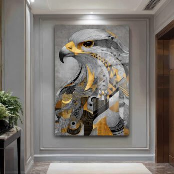 Asil Kartal Geometrik Sanat Cam Tablo | Modern Ev Dekorasyonu - Glazella