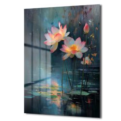 Büyüleyici Lotus Çiçekleri Cam Tablo | Dinginlik ve Zarafet Duvar Dekoru Büyüleyici Lotus Çiçekleri Cam Tablo | Dinginlik ve Zarafet